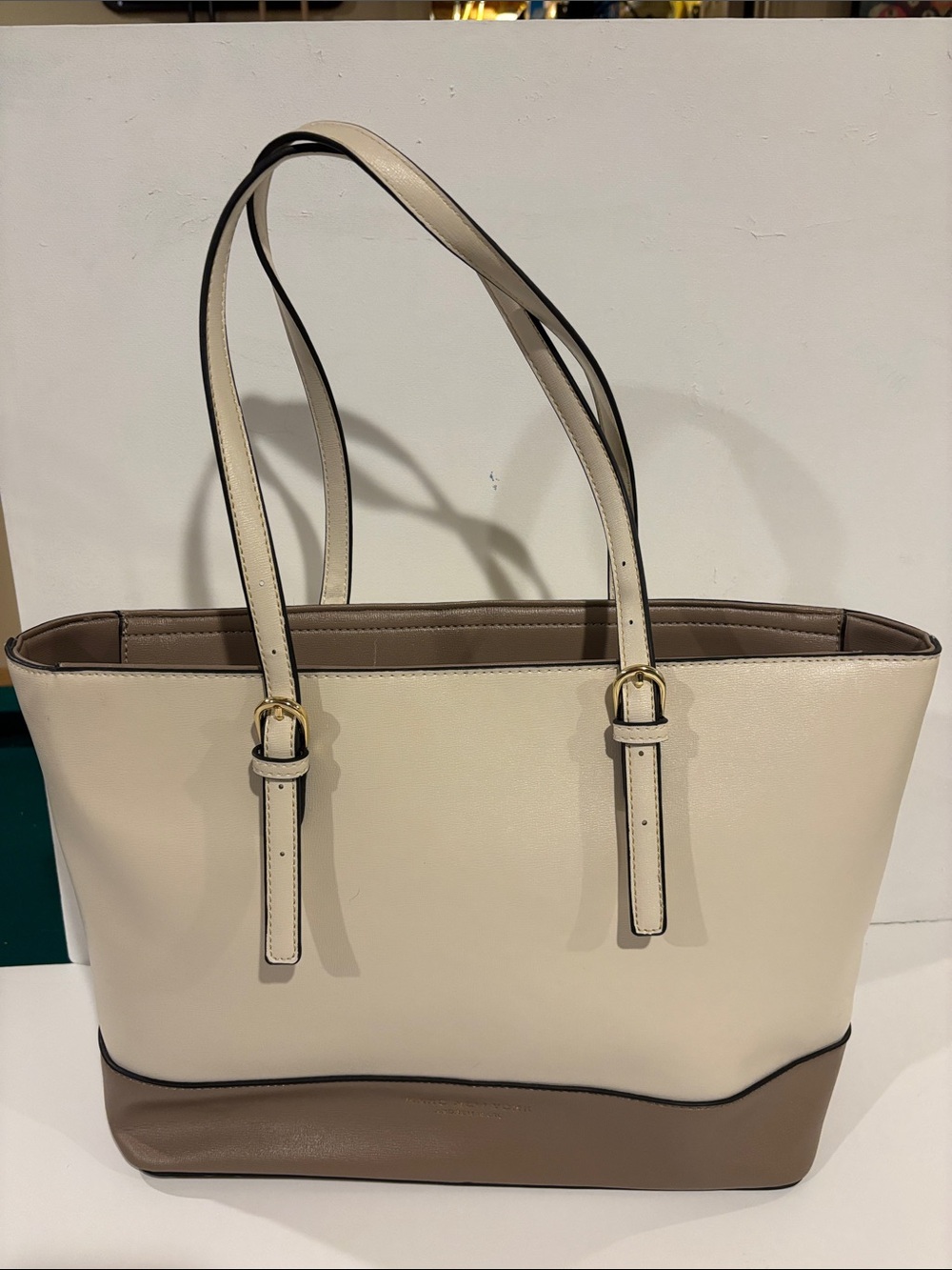 Cream and Taupe Two-Tone Tote Bag - Classic Women's Shoulder Bag